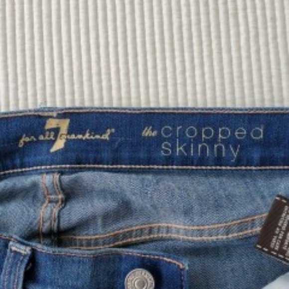 7 For All Mankind The Cropped Skinny Slim Women's 27 Jeans 28x27 Denim Dark USA - Picture 8 of 10